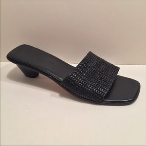 Cole Haan resort black woven leather slide sandals
